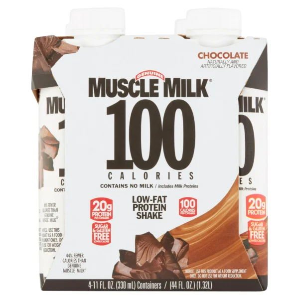 Muscle Milk Zero Protein Shake, Chocolate, 11.16 fl oz Bottle, 4 Pack